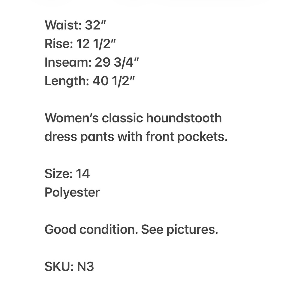 Alfred Dunner Women 14 Houndstooth Elastic Waist Dress Pants Made in USA Vintage - Picture 11 of 11